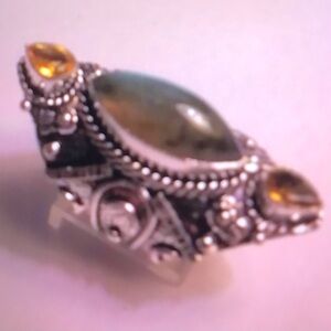 Labradorite Citrine 925 Sterling Silver Ring